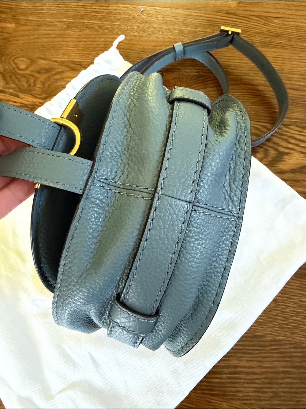 Small Chloe Marcie Crossbody Saddle Bag in Blue - Picture 4 of 5